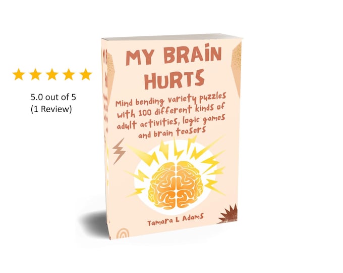 Paperback book of Mind bending variety puzzles with 100 different kinds of adult activities, logic games and brain teasers.