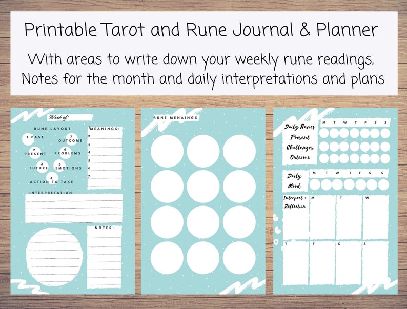 Printable Tarot and Rune Planner Bundle, Planner Insert, Metaphysical ...