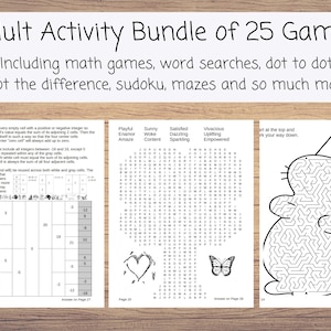 Adult Games, Math Games, Word Search, Dot to Dot, Spot the Difference, Sudoku, Mazes