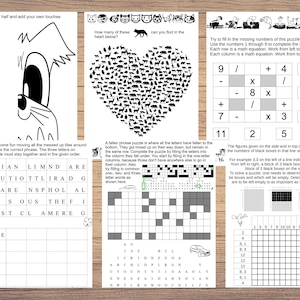 Draw Half, Fallen Phrase, Letter Blocks, Nonogram