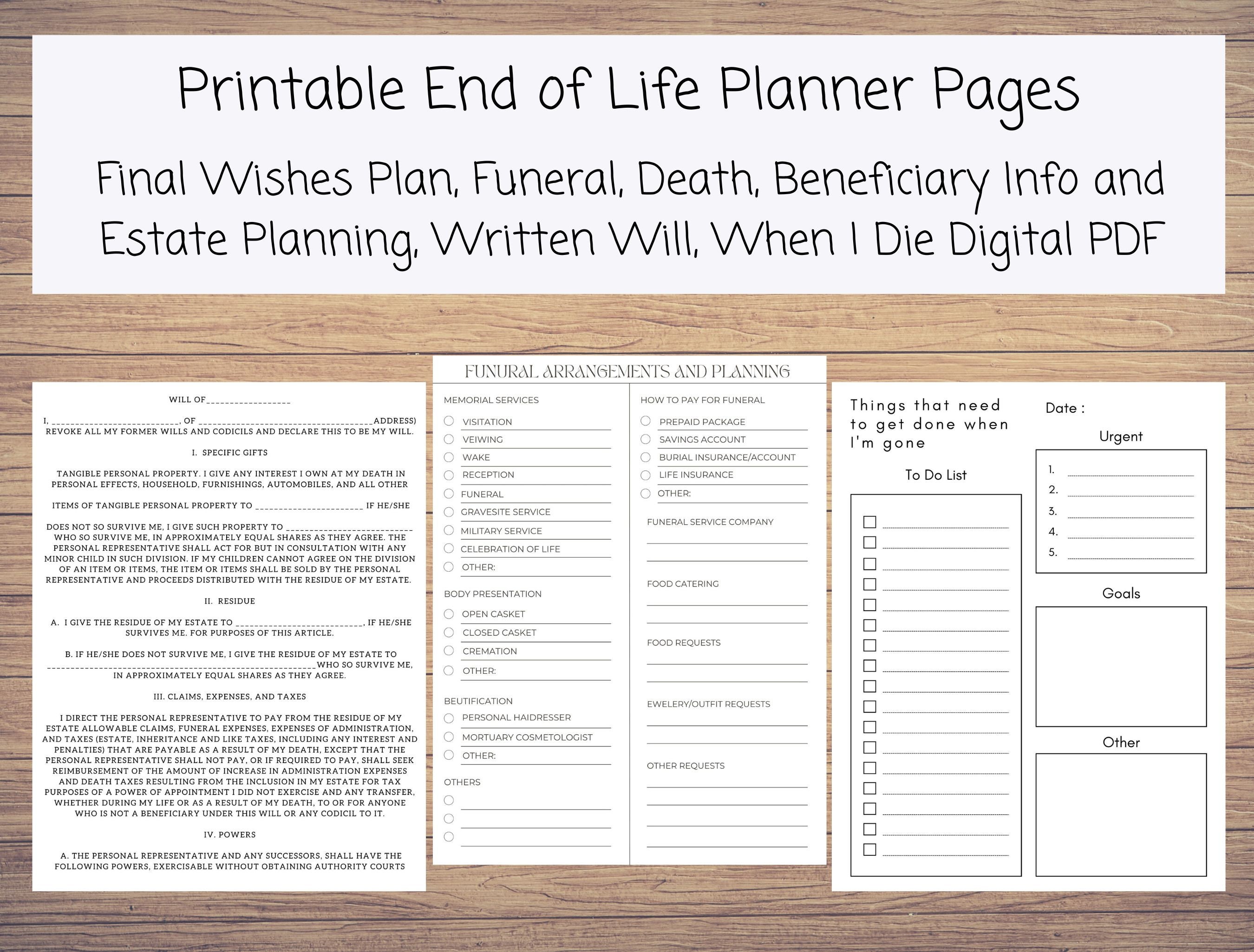 What To Do When I Die : Essential Information for My Family: Guided  Pre-Death Planner and Organizer life planning workbook; Organizer to Record  All  Death Planning, My Last Words and Wishes