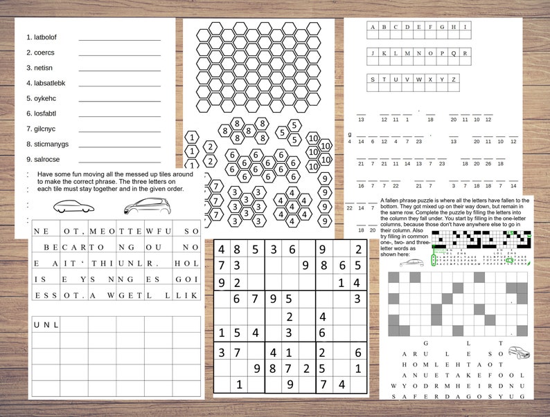 Word Scramble, cryptogram, brick by brick, letter tiles, sudoku, fallen phrase
