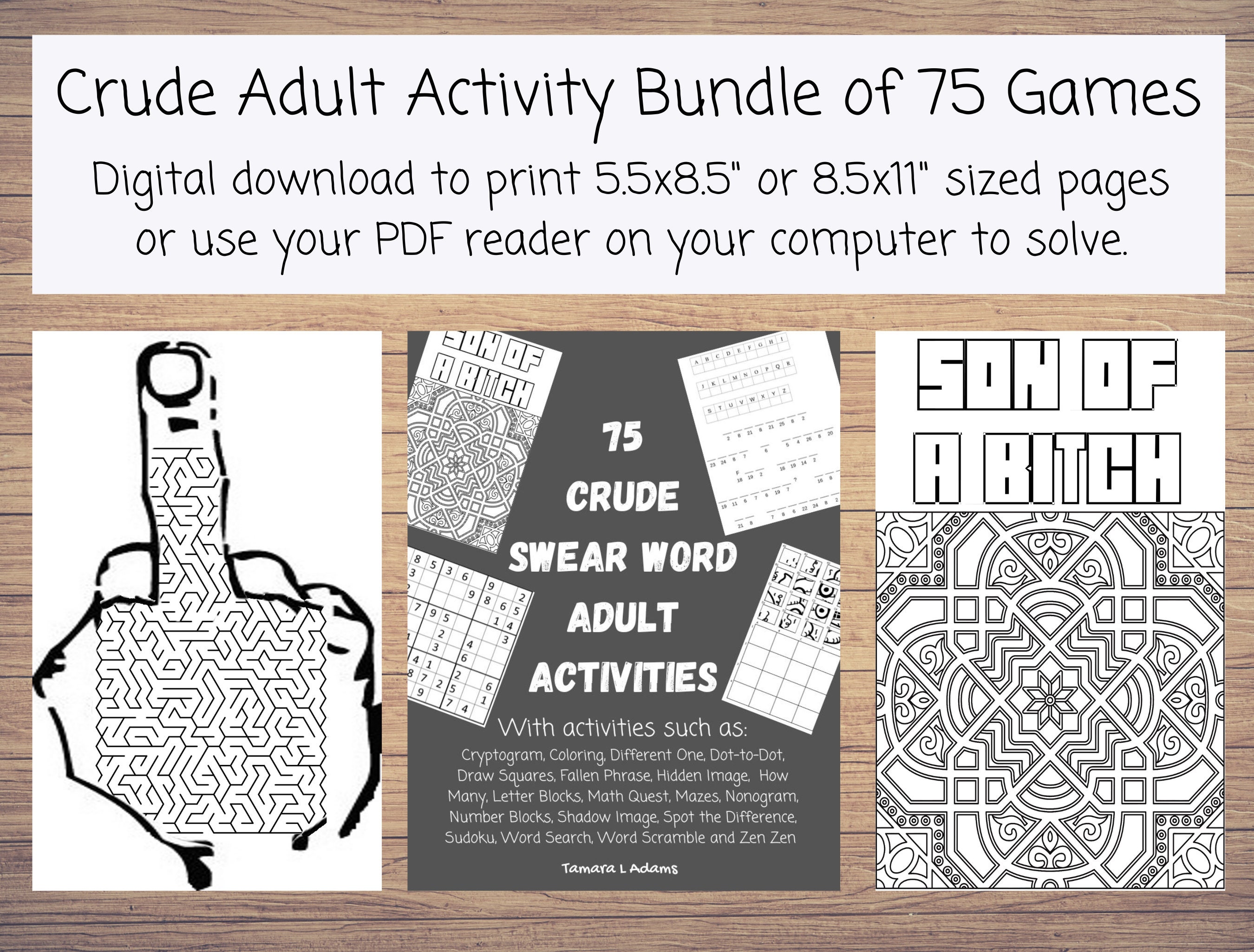 75 Printable Adult Activities, Adult Games: Coloring, Spot Difference,  Dot-to-Dot, Number Games, Word Games, Hidden Image, Mazes, Sudoku.