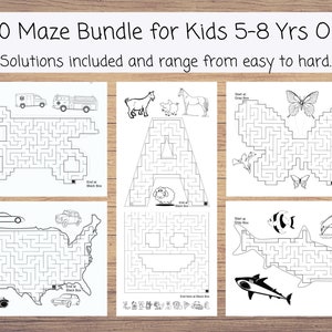 Instant Printable 100 Fun Mazes for Kids 5-8 Years Old With Images to ...