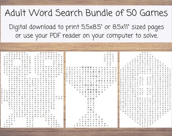 Woordzoekbundel voor volwassenen: 50 themapuzzels (digitale download)