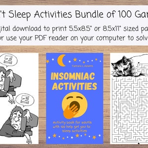 Actividades para el insomnio: PDF de actividades para adultos con 100 actividades basadas en el insomnio y consejos para dormir, actividades para adultos, paquete de rompecabezas variado