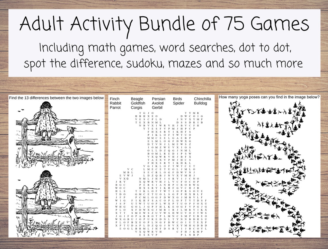 75 Printable Adult Activities Adult Games: Coloring Spot - Etsy