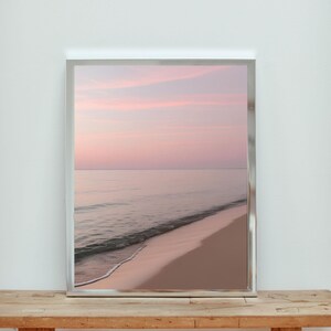 Sunrise Pink Sky Photography, Summer Beach Home Decor, Printable Beach Wall Art, Wave And Sand Poster, Ocean Wave Print, Sunset Wall Decor
