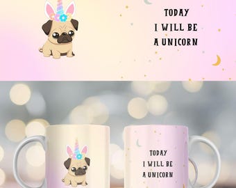 Hoy seré un unicornio Taza 11oz, 12oz y 15oz Png, Envoltura de taza de unicornio, Diseño de sublimación, Tazas de café Png, Taza linda de unicornio, Los mejores regalos