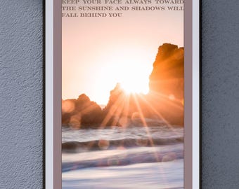 Cita motivacional, póster inspirador, afirmaciones positivas diarias, decoración de yoga, arte para dormitorio, fotografía de amaneceres en la playa, decoración del hogar
