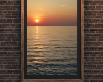 Fotografía de amaneceres en el océano, decoración de playa de verano, arte de pared de playa imprimible, impresión de olas del océano, decoración de pared de vida costera, arte de pared de atardecer