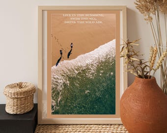 Cita motivacional, póster inspirador, afirmaciones positivas diarias, decoración de yoga, arte para el dormitorio, fotografía de playa, vive bajo el sol