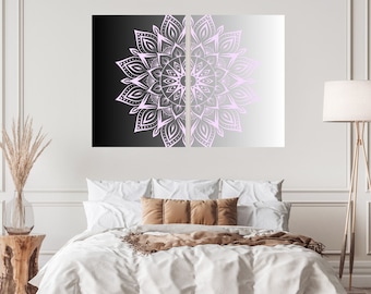 Printable Mandala Wall Art Set of 2, Black & White Boho Prints, Yoga Room Decor, Mandala Posters, Bedroom Boho Decor, Namaste Yoga Best Gift