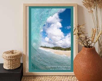 Cita motivacional, póster inspirador, afirmaciones positivas diarias, decoración de yoga, arte bohemio para dormitorio, fotografía de olas del océano en Hawái