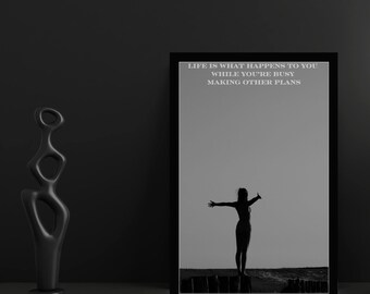 Impresión de citas motivacionales, póster inspirador, afirmaciones positivas diarias, decoración de yoga, arte bohemio para dormitorio, decoración del hogar con fotografía de playa