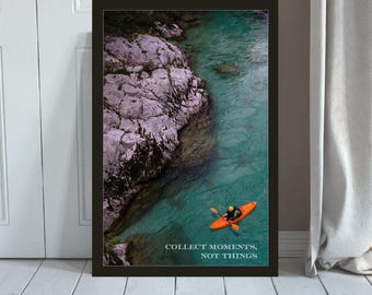 Cita motivacional, póster inspirador, afirmaciones positivas, decoración de sala de yoga, arte bohemio para dormitorio, fotografía del río del valle de Soča en Eslovenia