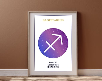 Sagittarius Zodiac Sign Wall Print Set, Zodiac Facts, Astrology Art, Sagittarius Sign, Astrology Wall Decor, Sagittarius Zodiac Art Poster