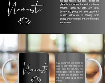 Namaste Mug 11oz, 12oz and 15oz Png, Mug Wrap Sublimation Design, Digital Download PNG for Coffee Mug, Mug Design for Yoga Studio, Best Gift
