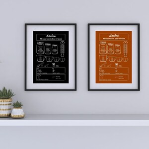 Black & Caramel Kitchen Conversion Sign for Kitchen Decor, Cooking Measurement Guide, Cooking Cheat Sheet, Kitchen Measurement Conversions