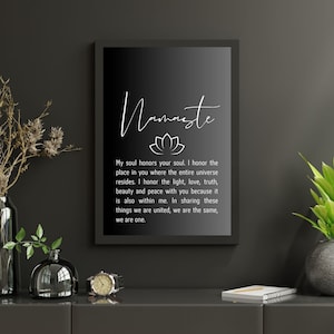 Namaste Poster, Yoga Wall Decor, Namaste Print, Meditation Wall Art, Bohemian Decor, Printable Artwork, Black and White Prints, Minimal Art