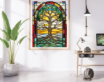 Tree of Life Poster, Meditation Wall Art, Yoga Room Decor, Spiritual Poster, Bedroom Boho Decor, Yoga Studio Wall Art, Namaste Print