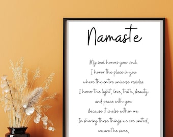 Namaste Sign, Meditation Prints, Yoga Studio Wall Art, Namaste Print Art, Yoga Wall Decor, Bedroom Bohemian Decor, Modern Minimalist Art