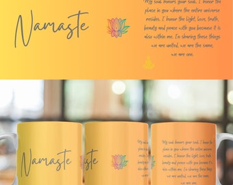 Namaste Mug 11oz, 12oz and 15oz Png, Mug Wrap Sublimation Design, Yoga Studio Decor, Namaste Design, Zen Yoga Mug Design, Best Gift for Her