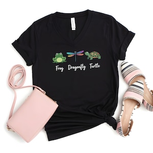 Frog Dragonfly Turtle V-Neck Shirt Coded Anti-Trump Graphic Tee | Bella + Canvas Unisex V-Neck Protest T-Shirt | FDT Political Statement Tee