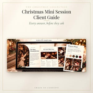 Christmas Mini Session Client Guide, Editable Canva Welcome Guide for Photographers, Client FAQ Template