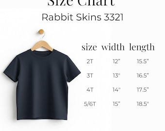 Rabbit Skins 3321 Toddler T-Shirt Size Chart (Digital Download)