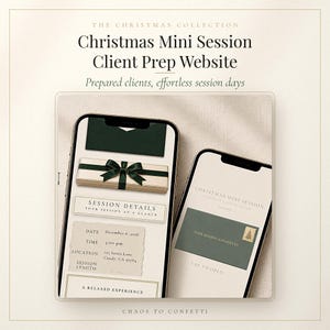 Christmas Mini Session Client Prep Website, Step 2 After Booking, Canva Photographer Template, Session Day Guide