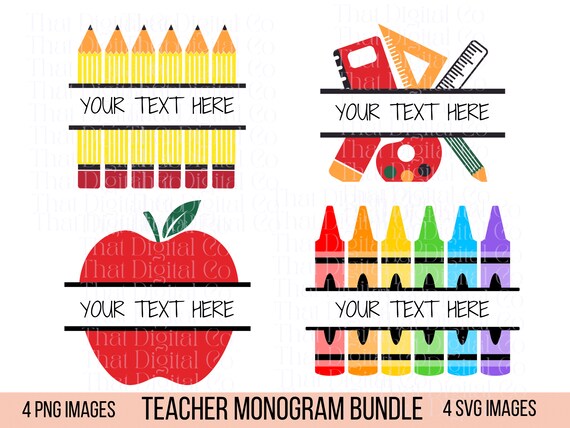 Teacher Monogram Bundle Teacher Svg Files for Cricut Teacher - Etsy UK