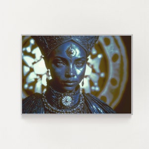 Póster espiritual del Oráculo Sagrado, mujer antigua, arte de la Atlántida, afrofuturismo, reina negra, regalo para apartamento, dormitorio, dormitorio, clase, cumpleaños
