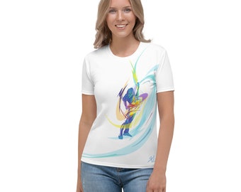 Women's T-shirt, Title: Bend and Shred (Guitarist)