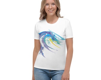 Women's T-shirt, Title: Out of the Barrel (Surfer)