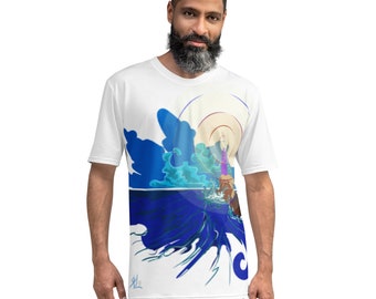 Men's t-shirt, Title: Rays on Waves (Lighthouse)