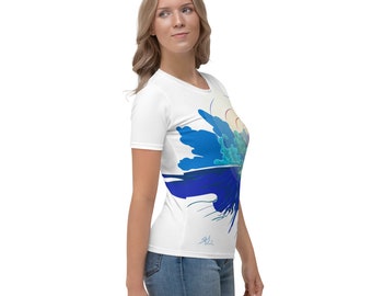 Women's T-shirt, Title: Rays on Waves (Lighthouse)