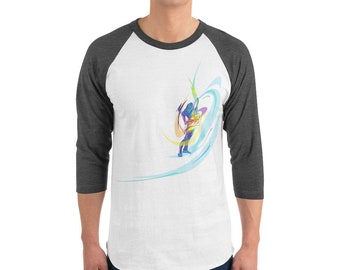 3/4 sleeve raglan, Title: Bend and Shred (Guitarist)