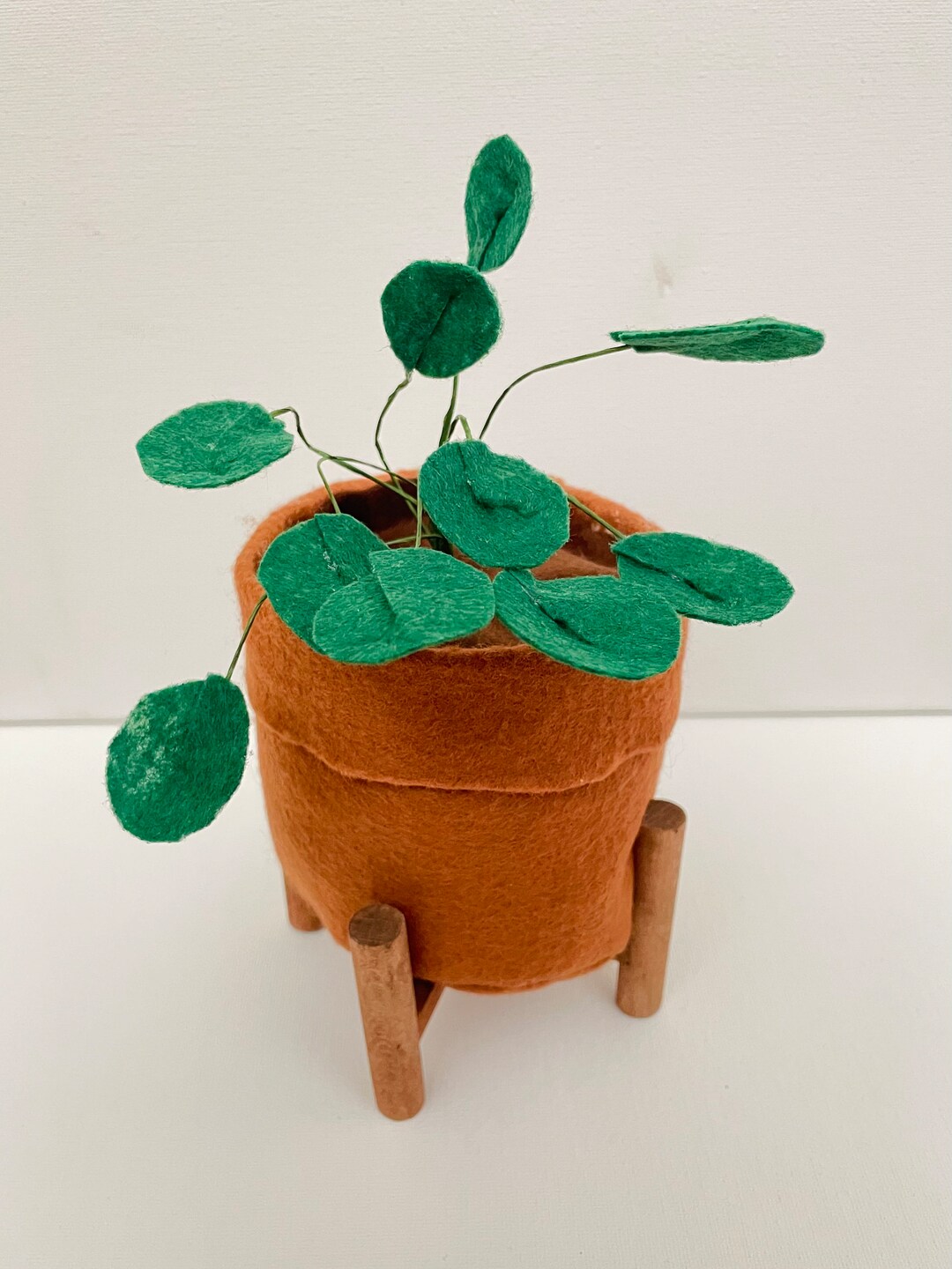 Pilea Peperomioides Inspired Fake Felt Potted Plant Textile Etsy