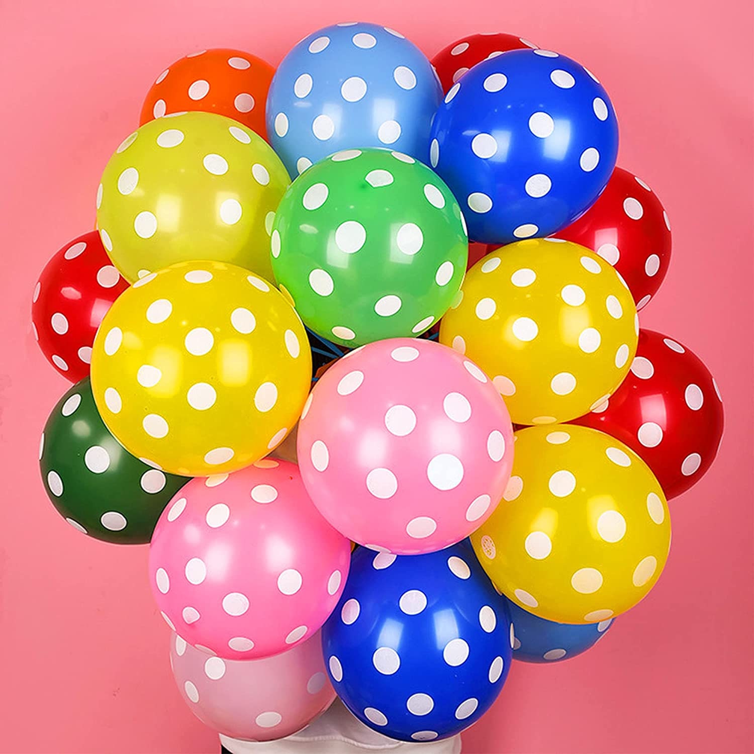 Polka Dot Balloon 12 Inch Latex Balloons Mix Polka Dot Balloons With  50meter Ribbon Free for Birthday Decorations 