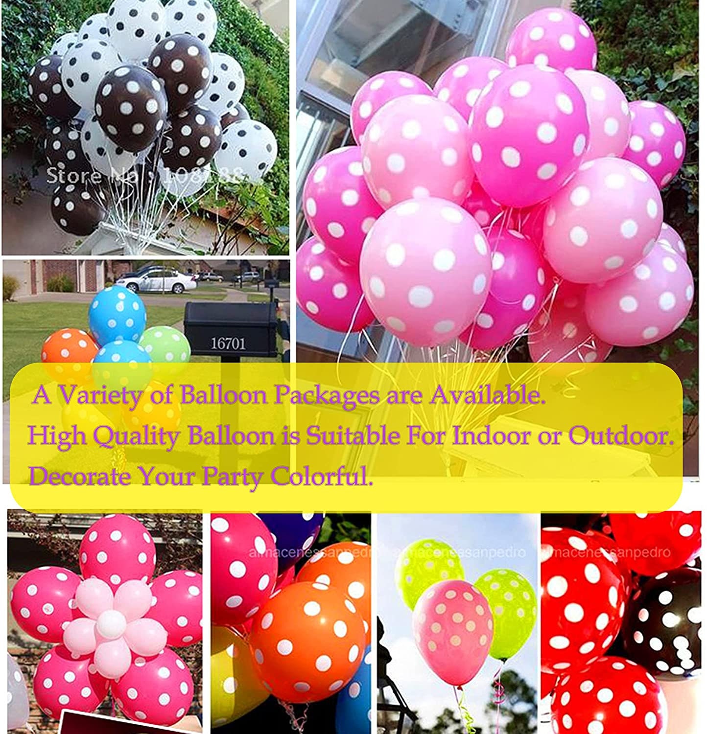 Polkadot Assorted Summer Colors 12 inch Latex Balloons Inflated - Balloon  Shop NYC
