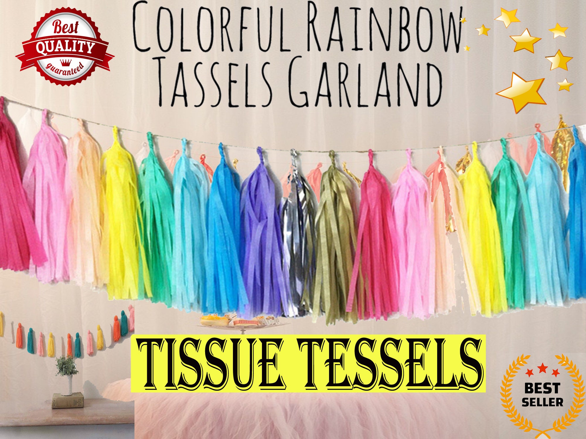 10 Pieces a Pack Tissue Tassels Paper Garland Bunting Wedding Birthday