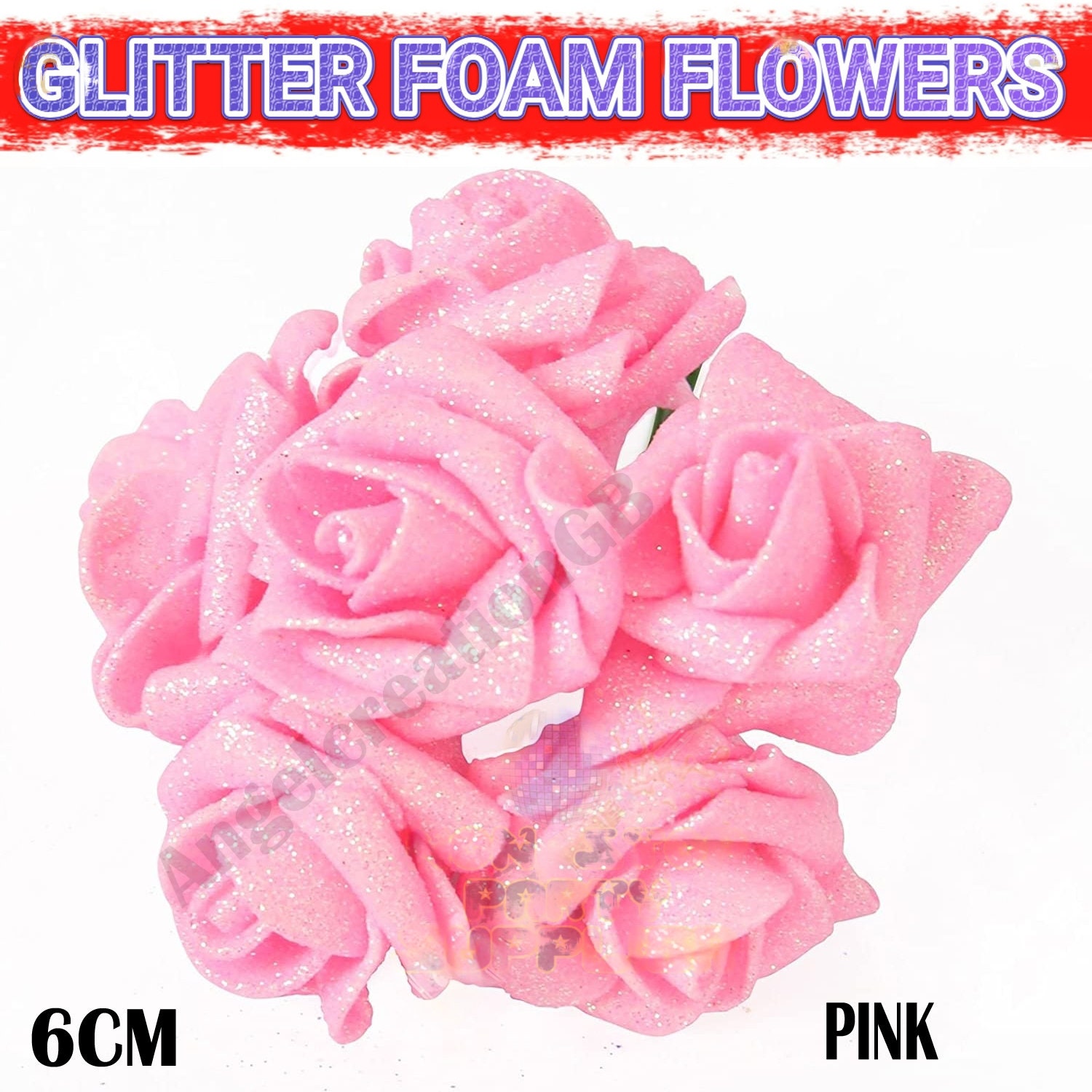 100 Pcs Large 6CM Glitter Artificial Flowers Foam Rose Heads Etsy UK