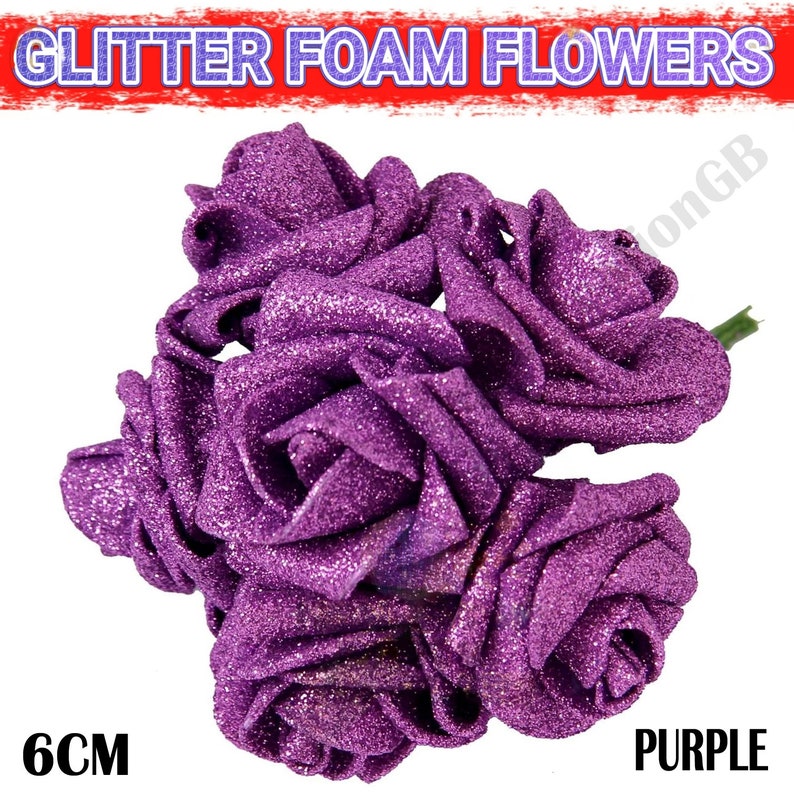 100 Pcs Large 6CM Glitter Artificial Flowers Foam Rose Heads Etsy UK