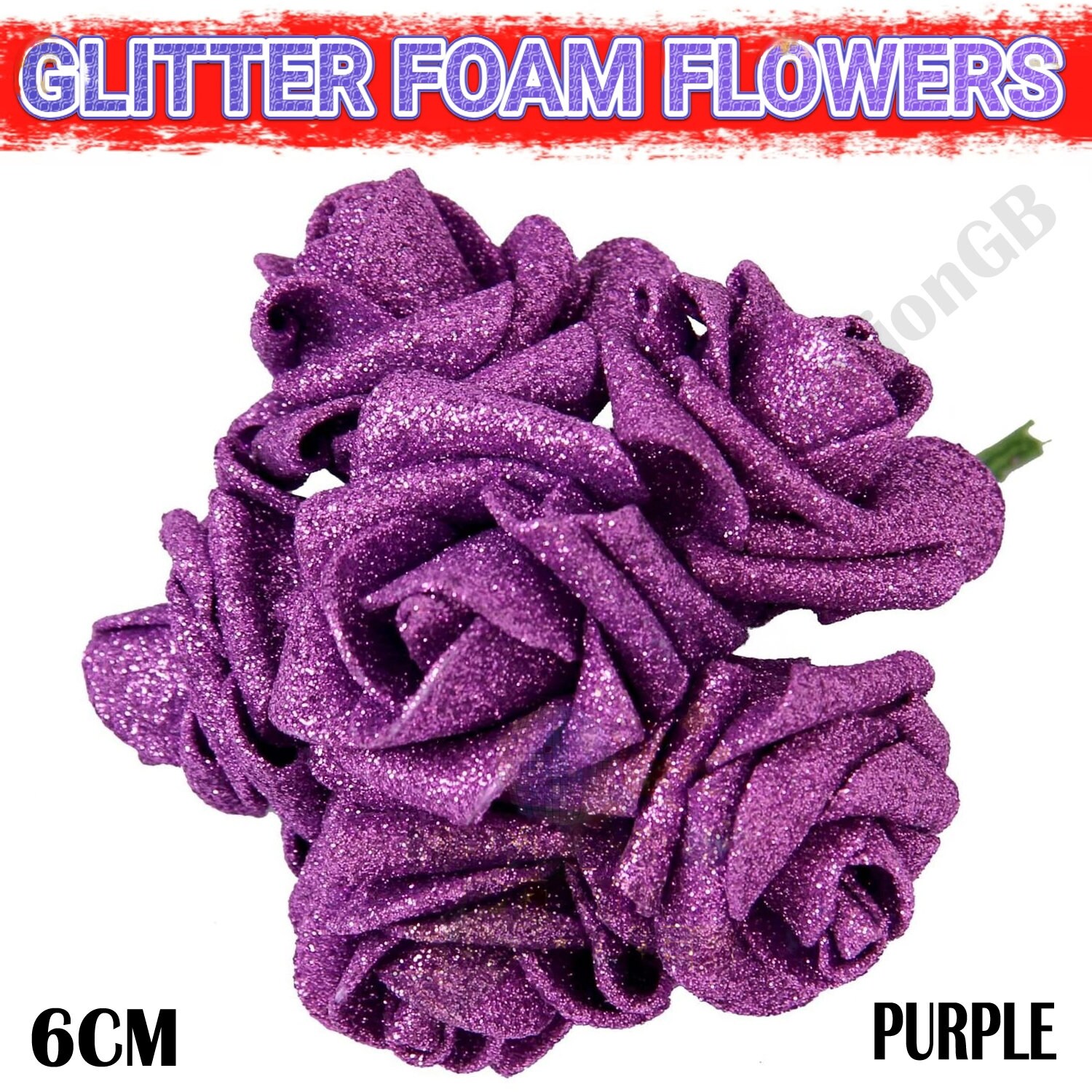 100 Pcs Large 6CM Glitter Artificial Flowers Foam Rose Heads Etsy UK