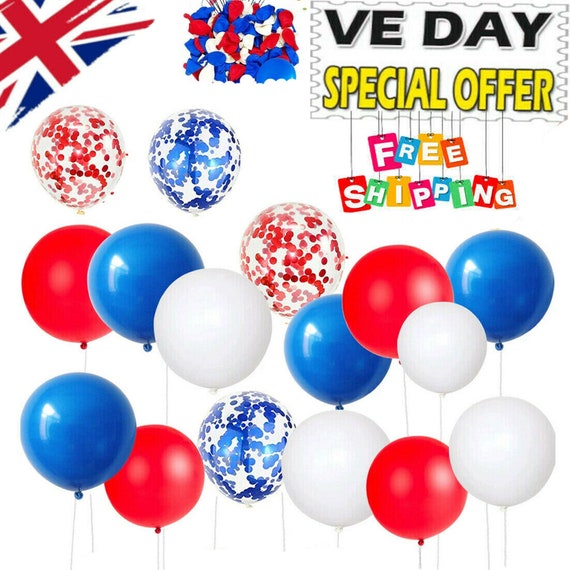 10 X Red White Blue Balloons GB Union Jack Royal Wedding Street Party Decoration 10 X Red White Blue Balloons GB Union Jack Royal Wedding Street Party Decoration