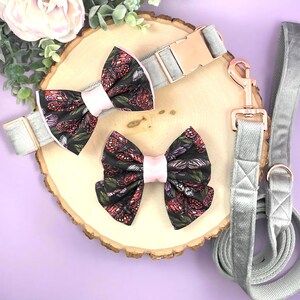 Butterfly Print Sailor Dog Collar Bow - Double Bow Tie - Pet Bow