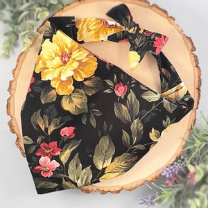 Black Floral Dog Bandana - Pet Bandana