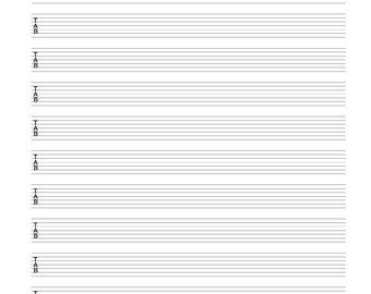 Tablature vierge pour guitare 7 cordes et tablature et notation