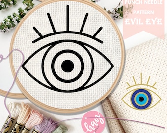 Evil Eye Spiritual Healing Punch Needle Pattern, Punch Needle Template -Nursery Art - Multiple Hoop Sizes Included!